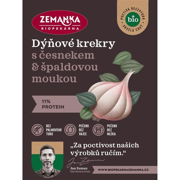 Bio krekry s dýňovým semínkem a česnekem 1,3 kg