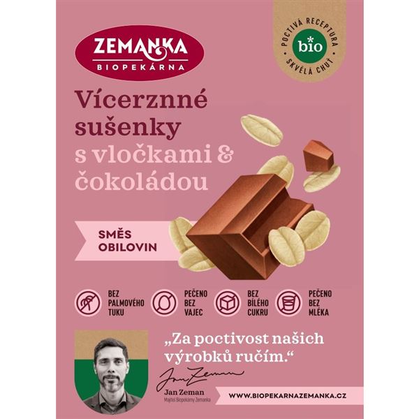 Vícezrnné bio sušenky s vločkami a čokoládou 6kg